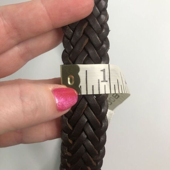 lands end brown leather braided belt large 1 inch wide classic work wear staple - Picture 7 of 8